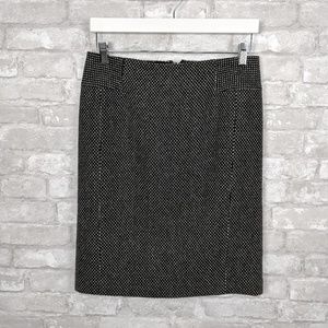 Ann Taylor LOFT Wool Skirt Pencil Black White 6